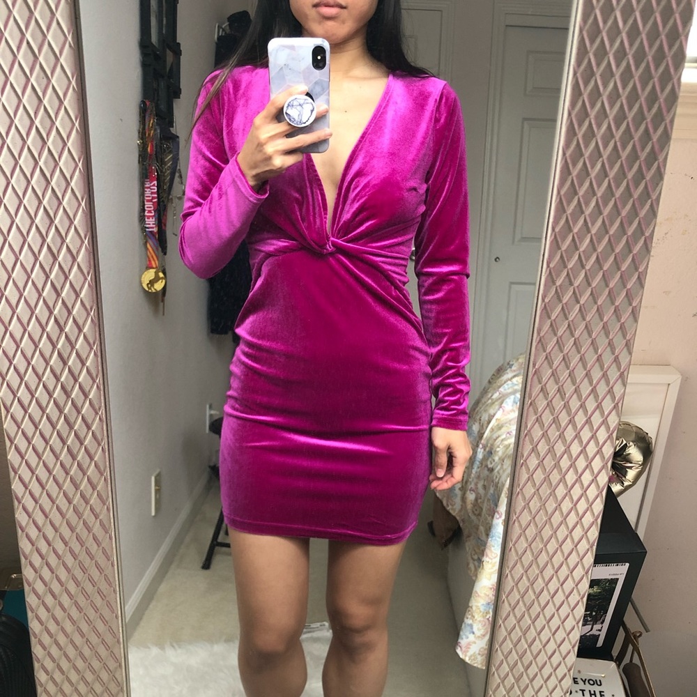 Velvet Purple Bodycon Dress